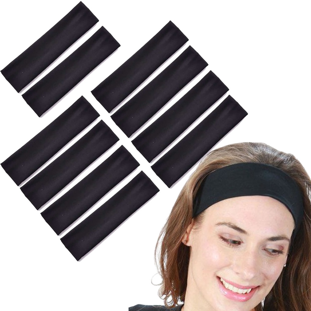 10 Faixas De Cabelo Preta Com elastano Largura 5cm Academia