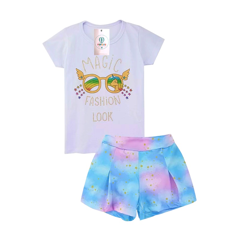 Conjunto Infantil Feminino Óculos Unicórnio Magic Branco Tam.1