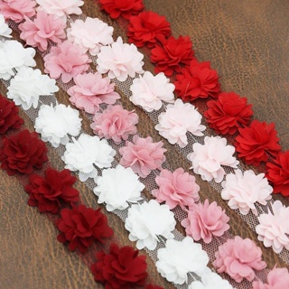 (56 Unidades/Pacote) Pétala Chiffon Renda Tecido Webbing Decoração Amor Presente Fitas Artesanato 30mm De Largura