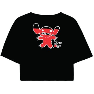 Cropped Feminino Preto Tumblr blogueira stitch god bad nivel de malcriação feminina manga curta