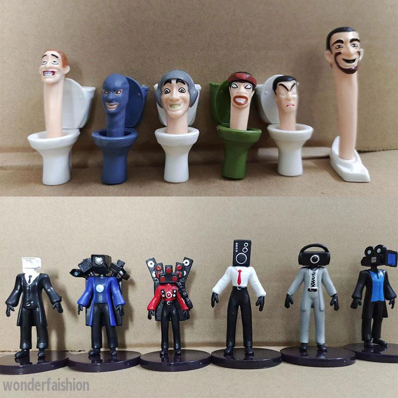 12pcs/set Skibidi Toilet Man Câmera Homem Figura TV Coluna Modelo Cameraman Boneca Engraçada Figuras De Ação Decorações Bonecas De PVC Toy Collectible