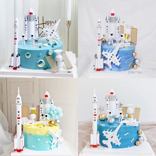 7 pcs/rocket set Astronauta Modelo De Foguete De Exploração Do Espaço Bolo Decoração Infantil Adequado Para Festas De Aniversário em Oferta na Shopee