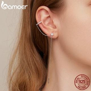 (1 Peça) Brincos Bamoer 925 Prata Simples Estrela Orelha Tassel Fashion Jewelry For Women Girls Gift