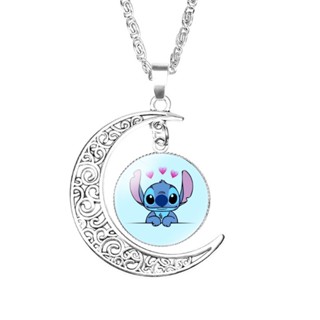 Disney Cute Cartoon Stitch Time Gem Necklace Pingente De Jóias Adequado Para Homens E Mulheres