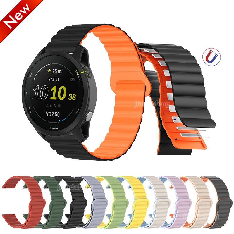 Pulseira Magnética De Silicone Para Garmin Forerunner 245 255 265 645 Música 570 55 Loop Fivela