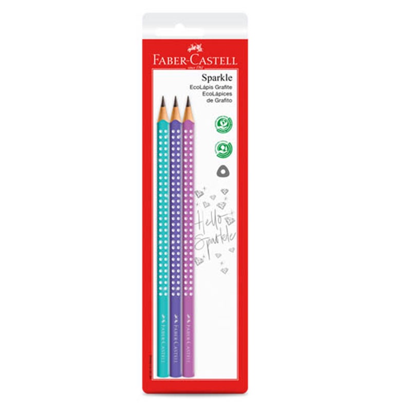 Lápis preto Sparkle triangular SM/SPK com 3 unidades Faber-Castell - Stationery