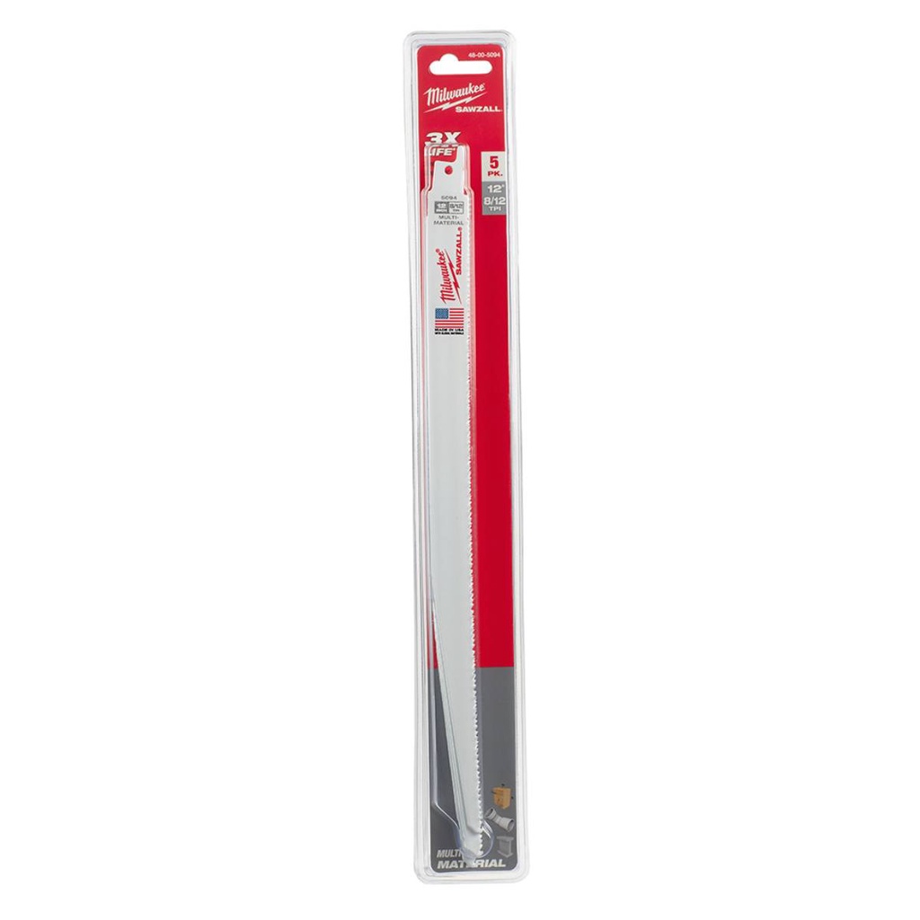 Lâmina Serra Sabre 12" 8-12D Uso Geral 5Peças 48-00-5094 - Milwaukee