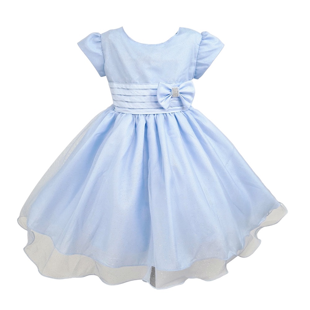Vestido Glitter Nervura Azul Infantil Menina Luxo Temático