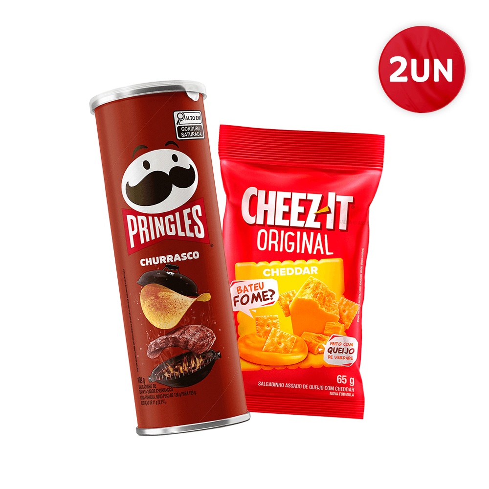 Combo Pringles Churrasco 109G E Cheez It Cheddar 65G em Oferta na Shopee