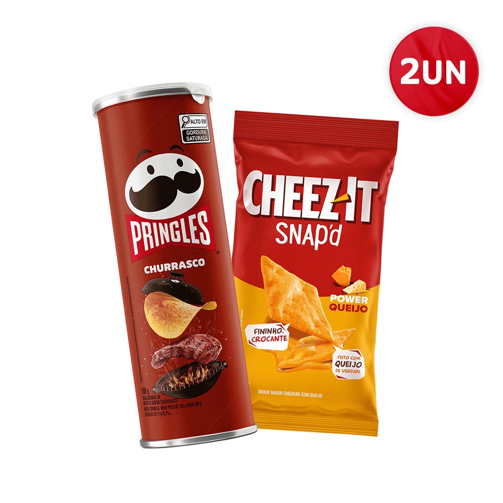 Combo Pringles Churrasco 109G E Snap´D Power Queijo 90G em Oferta na Shopee