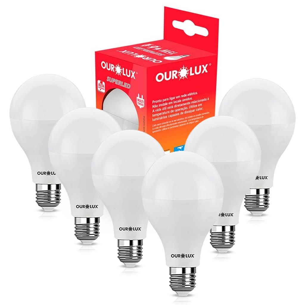 Kit 6 Lampadas Led Alta Potencia A60 15w Bivolt E27 6500K em Oferta na Shopee
