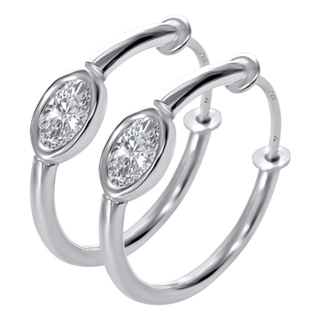 Brinco Argola Prata 925 Pequena Zircônia Oval  - 18mm em Oferta na Shopee