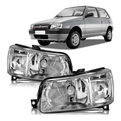 PAR FAROL FIAT UNO PIT BULL 2004 ATE 2013 MASCARA CROMADA