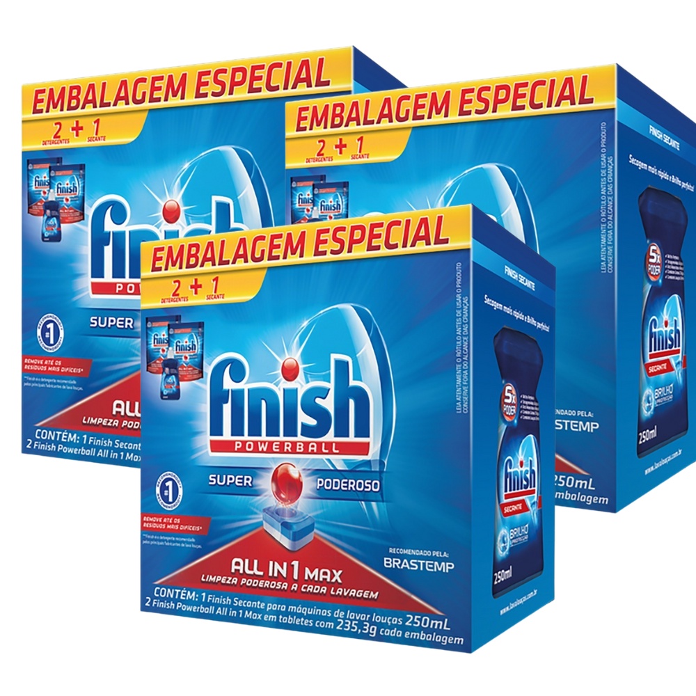 Kit com 3 Finish Box com 2 PowerBall e Secante 250ml Cada - Home & Living