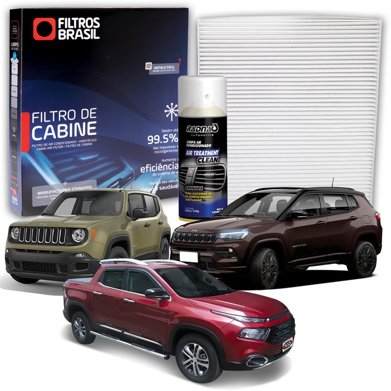 Filtro de Cabine Ar Condicionado Renegade Sport Compass/Fiat Toro + Higienizador Limpa Ar Tipo Granada em Oferta na Shopee