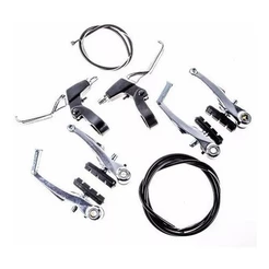 KIT FREIO V-BRAKE BICICLETA ALUMÍNIO POLIDO COM MANETES LOGAN