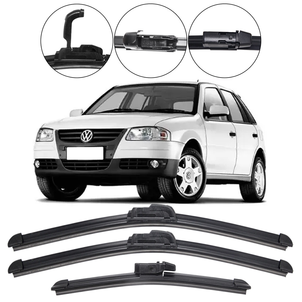 Kit 3 Palhetas Limpador Parabrisa Dianteiro + Traseiro VW Gol G4 2005 2006 2007 2008 em Oferta na Shopee