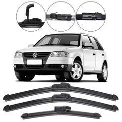 Kit 3 Palhetas Limpador Parabrisa Dianteiro + Traseiro VW Gol G4 2005 2006 2007 2008