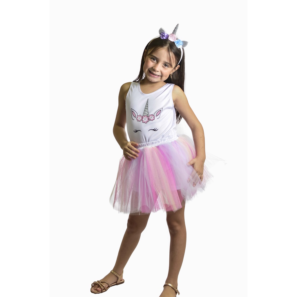 Fantasia Bambolê Infantil Carnaval Unicórnio com tiara- 157