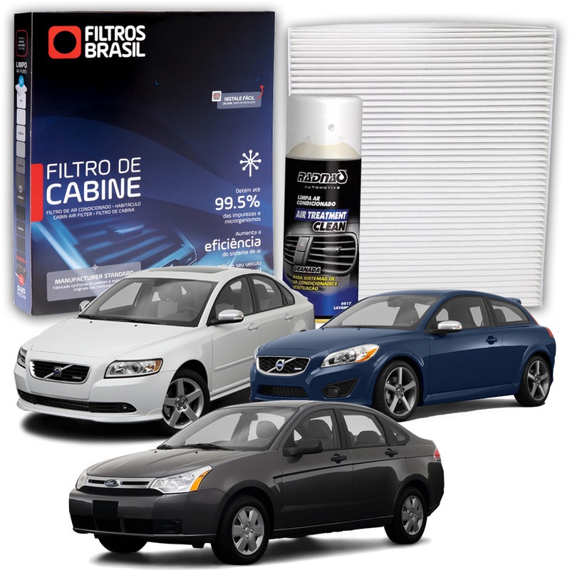 Filtro de Cabine para Ar Condicionado Ford Focus Sedan Volvo C30+Higienizador Limpa Ar Tipo Granada - Spare Parts and Accessories for Vehicles