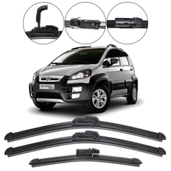 Kit 3 Palhetas Limpador Parabrisa Dianteiro e Traseiro Fiat Idea 2006 - 2010