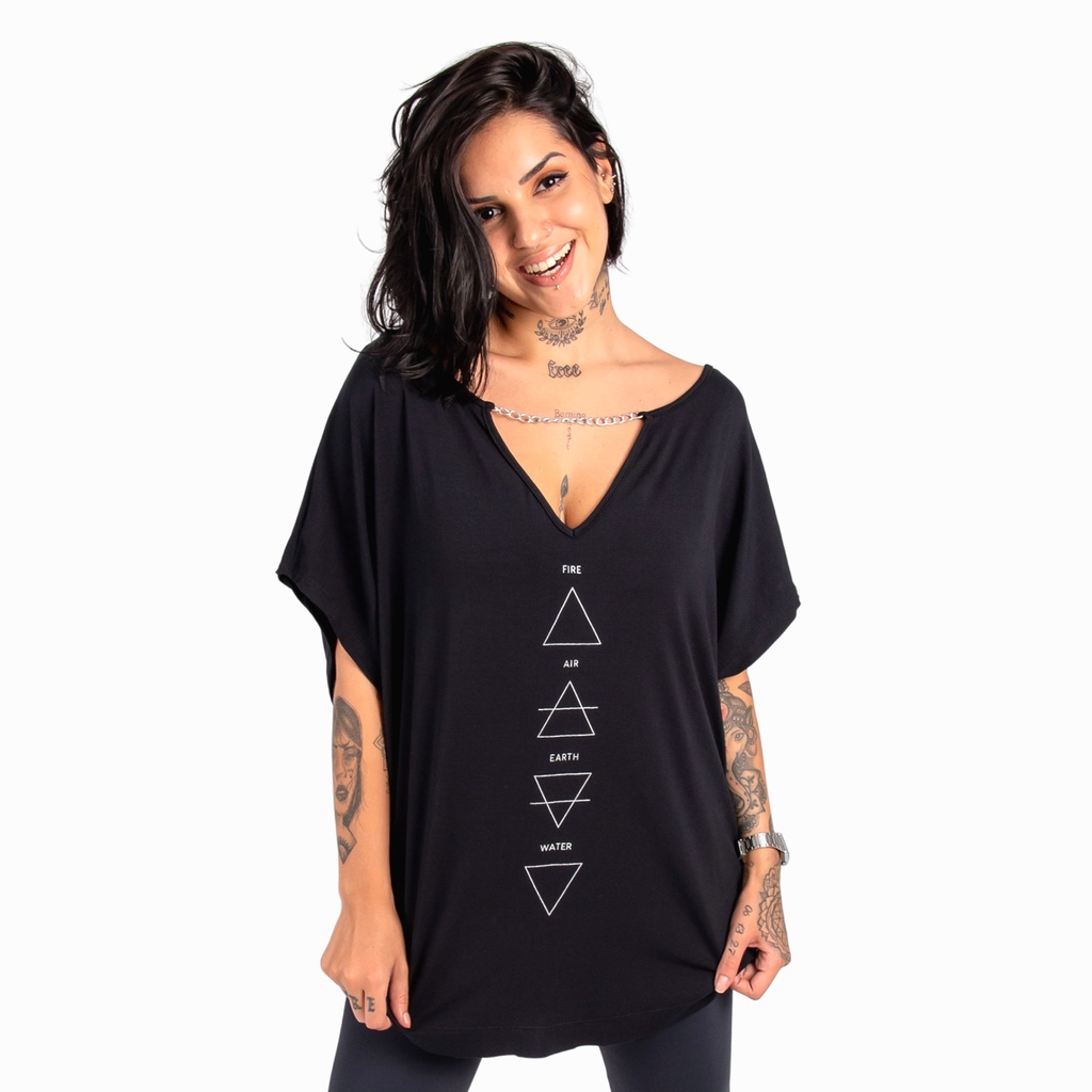 Blusa Max Mullet Gola V Estampa Frontal Moda Feminina