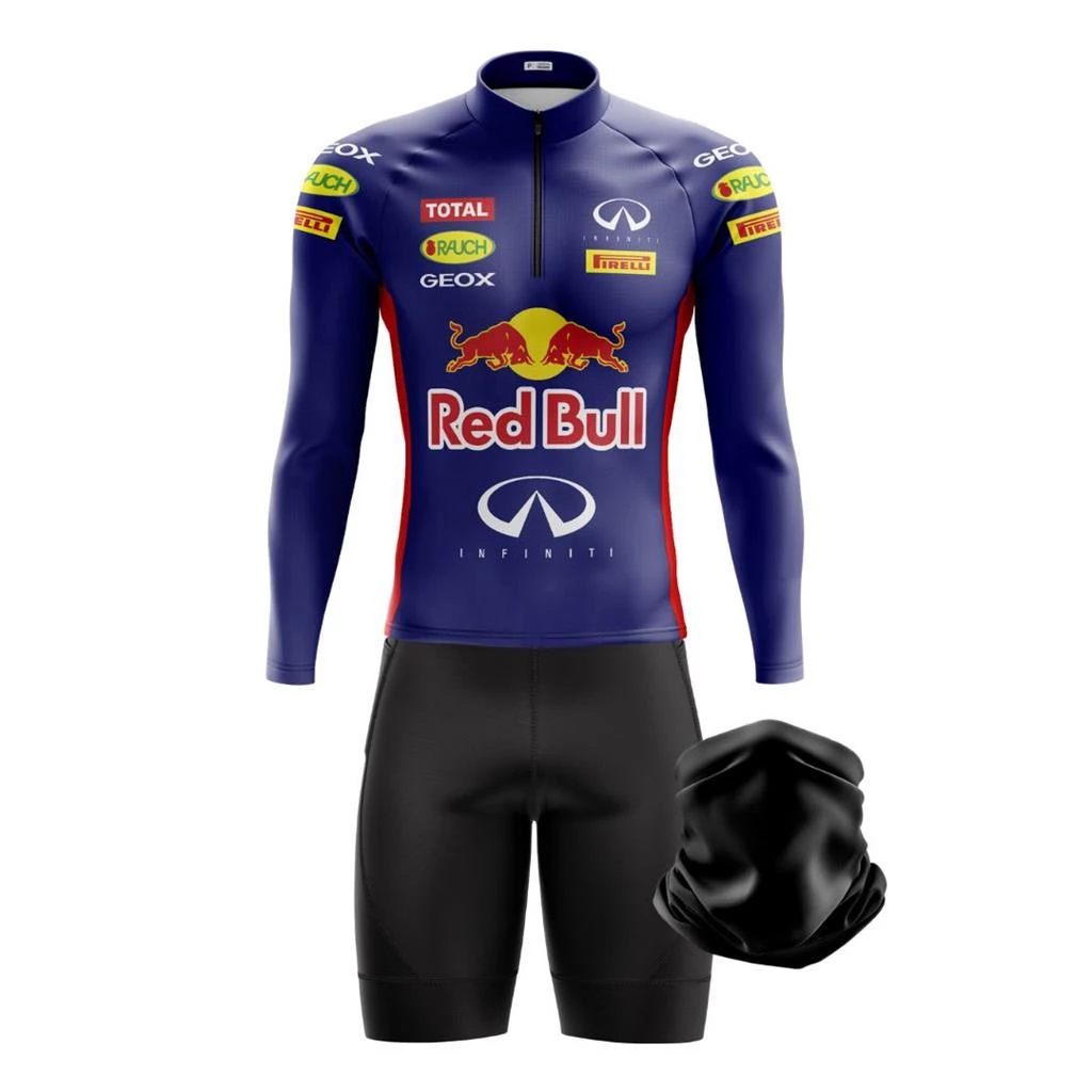 Conjunto Ciclismo Kit Masculino Camisa Bermuda e Bandana RB Royal Com Protecao Uv50+