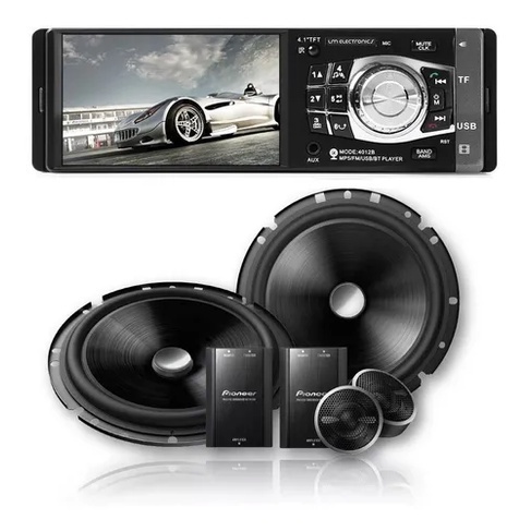 Kit 2 Vias Pioneer 6 Polegadas Ts-c170br 220w 4 Ohms 2 Alto Falante + Mp5 Mp3 Player Bluetooth Radio Central Multimídia