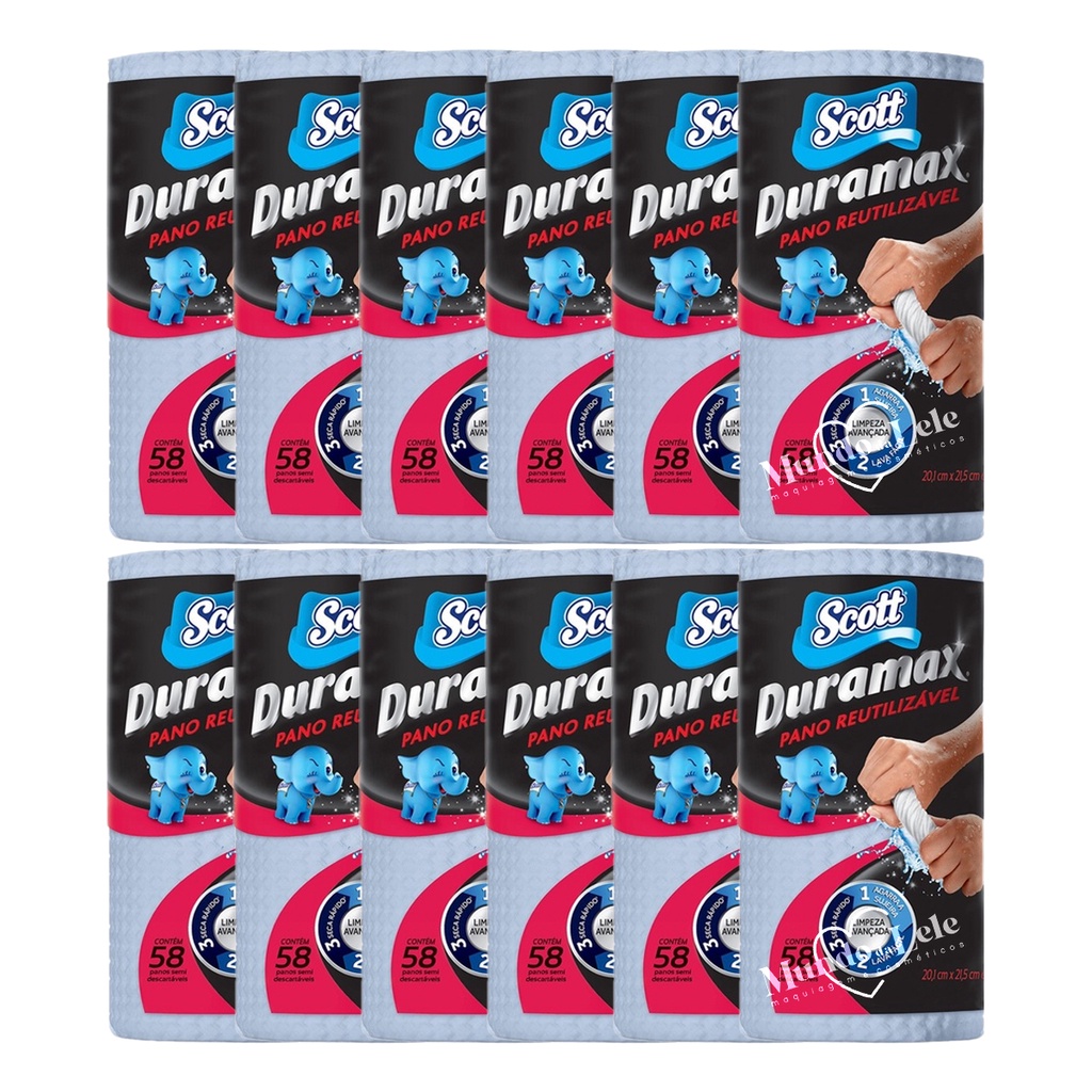 Kit Pano Reutilizável Scott Duramax C/58 - Kit 12 Unidades Azul em Oferta na Shopee