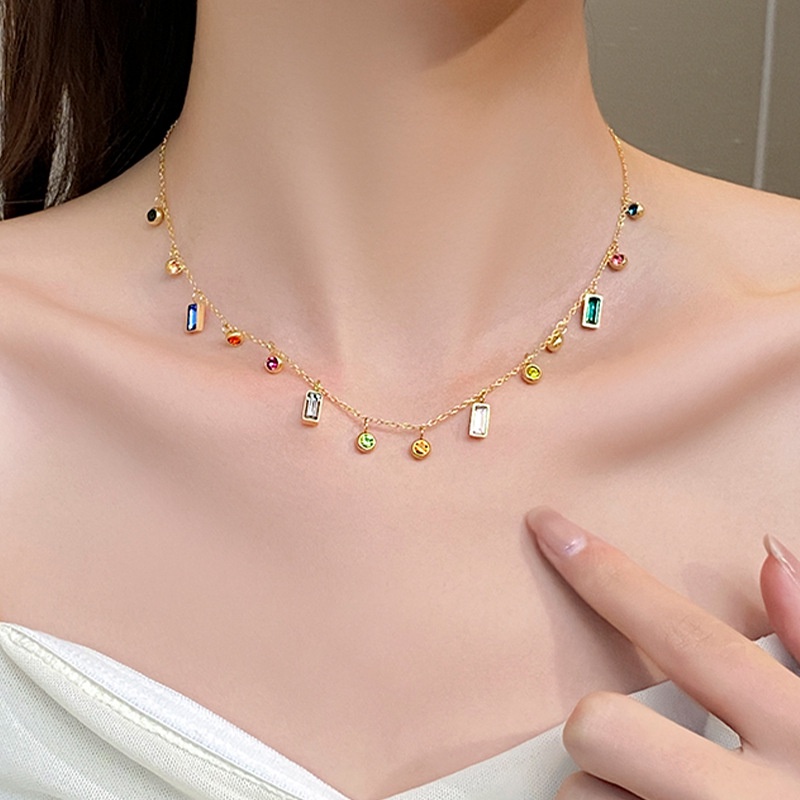 Ht titânio aço não-desbotamento dopamina colar feminino único nicho Design aço inoxidável clavícula corrente moda jóias