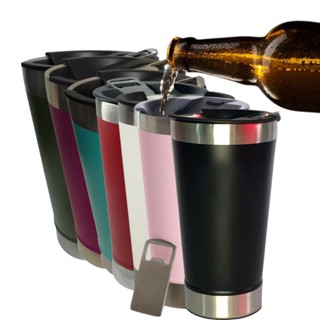 Copo Térmico Cerveja Café Chá Bebidas Inox C/ Tampa e Abridor 473ml