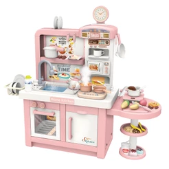 Cozinha Infantil Completa Forno e Fogão Grande Interativa Com Som, Luz, Fumaça e Torneira com Água Master Cook ROSA