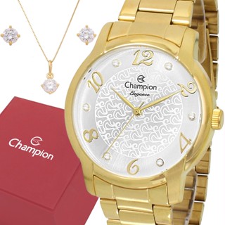Relógio Feminino Champion Dourado Original Top Prova Dágua