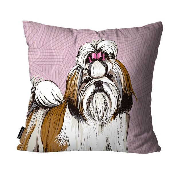 Capa para Almofada Mdecore Shih Tzu Rosa