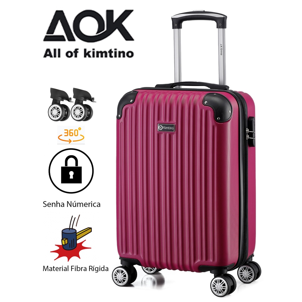 Mala De Bordo Viagem Nacional Internacional Com 4 Rodas 360º 10 kg Com Trava De Encaixe, Dupla Zíper Com Expansão, Cadeado Embutido, Divisório Interno, Extensor Extra, Envio Cor Aleatória