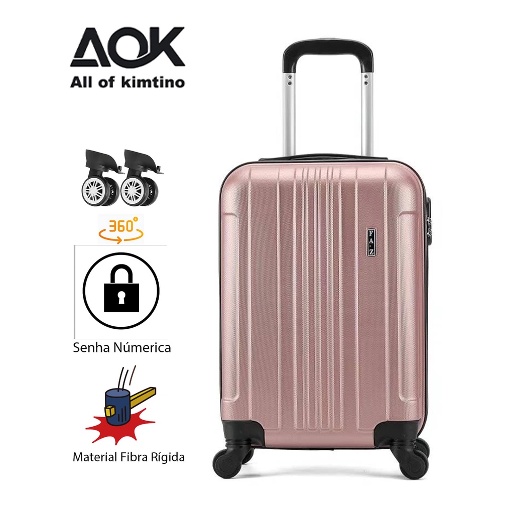 Mala De Bordo Viagem Nacional Internacional Com 4 Rodas 360º 9 kg Com Trava De Encaixe , Cadeado Embutido , Divisório Interno , Extensor Extra, Envio A Cor Aleatória