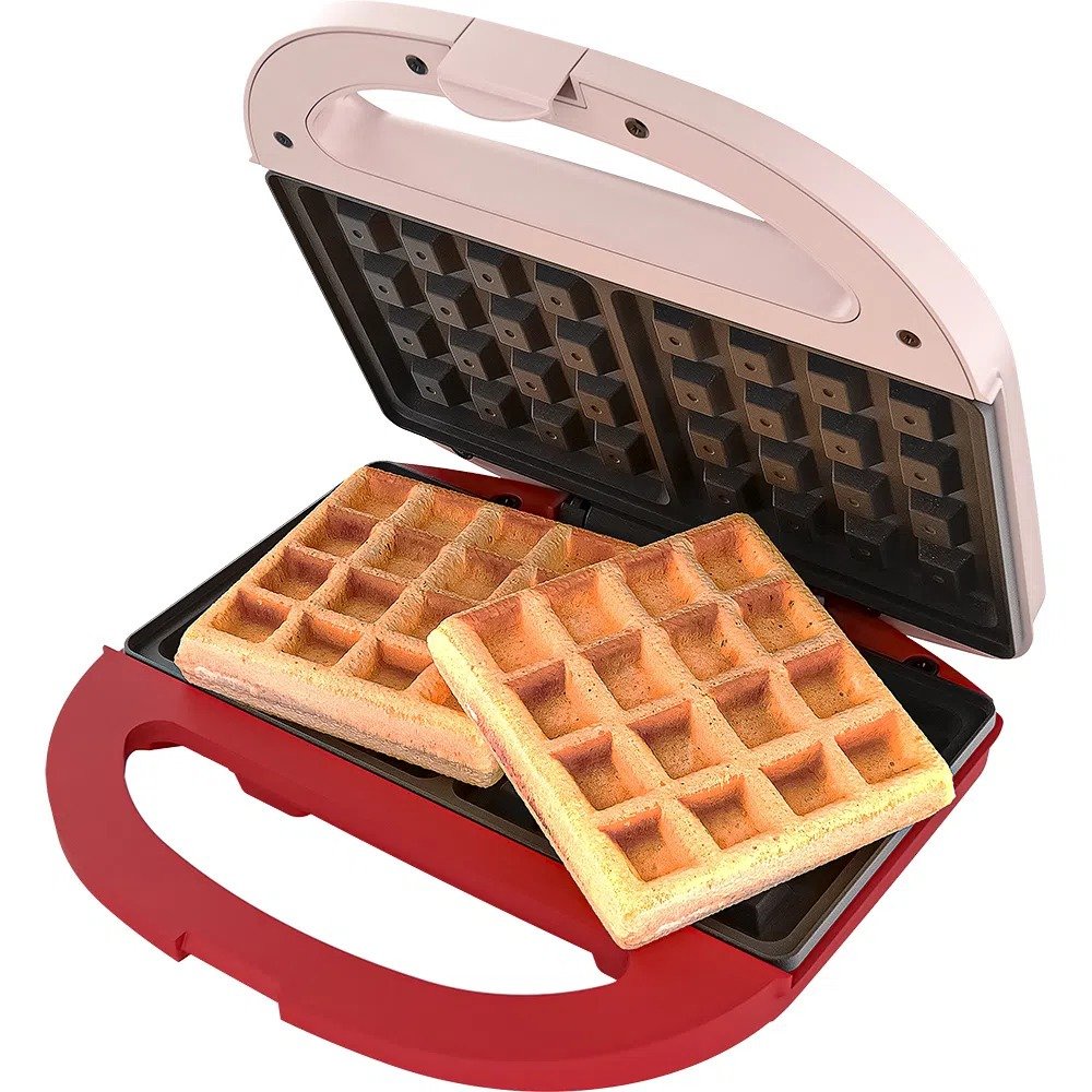 Máquina De Waffle Cadence WAF200 220V Duet Rosa Com Vermelho - Casa dos Fogões