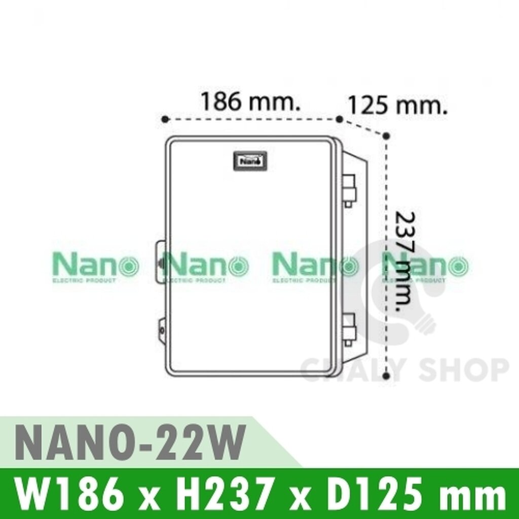 รูปสินค้า NANO Electric® NANO-22W ตู้กันน้ำพลาสติก ฝาทึบ ขนาด 8.5x9.5x5.5 นิ้ว (186 x 237 x 125 mm) สีขาว