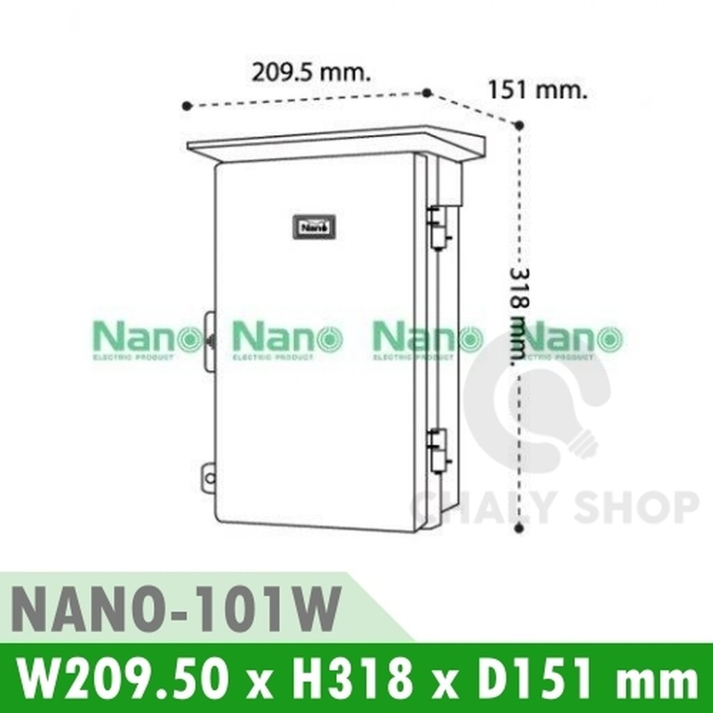 รูปสินค้า NANO Electric® NANO-101W ตู้กันน้ำพลาสติก มีหลังคา ฝาทึบ ขนาด 8x12.5x6 นิ้ว (209.5x318x151 mm) สีขาว