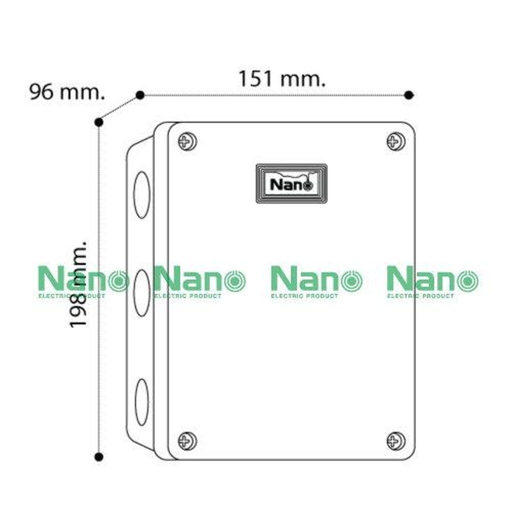 รูปสินค้า NANO Electric® NANO-205B กล่องกันน้ำพลาสติก ฝาทึบ ขนาด W151xH198xD96 mm (JUNCTION BOX IP65) สีดำ