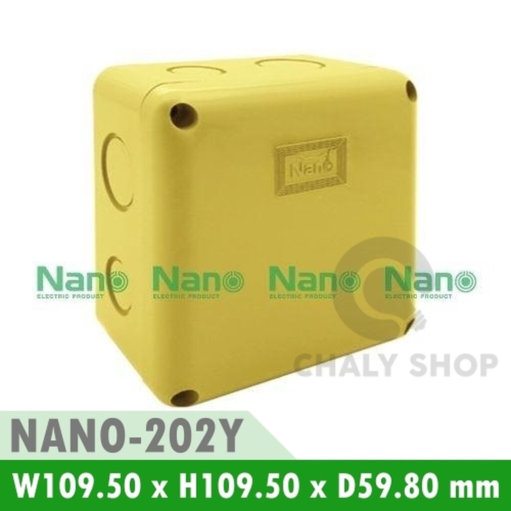 NANO Electric® NANO-202Y กล่องกันน้ำพลาสติก ฝาทึบ ขนาด W109.50xH109.50xD59.80 mm (JUNCTION BOX IP65) สีเหลือง