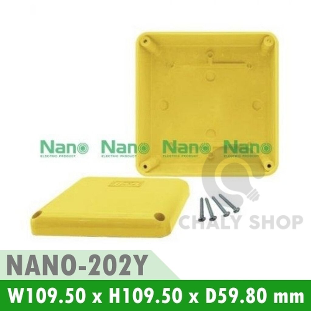 รูปสินค้า NANO Electric® NANO-202Y กล่องกันน้ำพลาสติก ฝาทึบ ขนาด W109.50xH109.50xD59.80 mm (JUNCTION BOX IP65) สีเหลือง