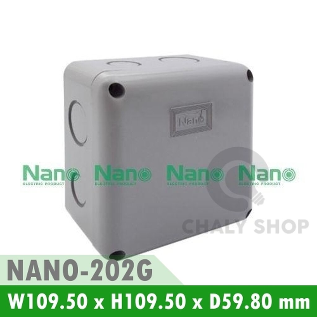 รูปสินค้า NANO Electric® NANO-202G กล่องกันน้ำพลาสติก ฝาทึบ ขนาด W109.50xH109.50xD59.80 mm (JUNCTION BOX IP65) สีเทา