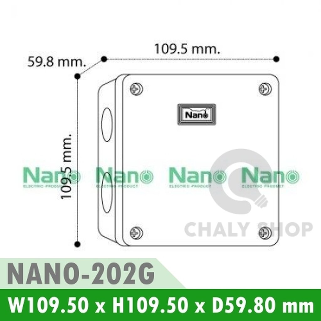 รูปสินค้า NANO Electric® NANO-202G กล่องกันน้ำพลาสติก ฝาทึบ ขนาด W109.50xH109.50xD59.80 mm (JUNCTION BOX IP65) สีเทา