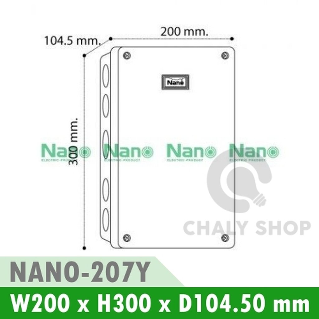 รูปสินค้า NANO Electric® NANO-207Y กล่องกันน้ำพลาสติก ฝาทึบ ขนาด W200xH300xD104.50 mm (JUNCTION BOX IP65) สีเหลือง
