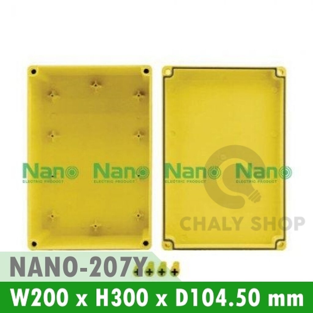 รูปสินค้า NANO Electric® NANO-207Y กล่องกันน้ำพลาสติก ฝาทึบ ขนาด W200xH300xD104.50 mm (JUNCTION BOX IP65) สีเหลือง
