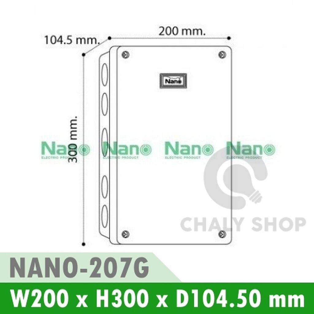 รูปสินค้า NANO Electric® NANO-207G กล่องกันน้ำพลาสติก ฝาทึบ ขนาด W200xH300xD104.50 mm (JUNCTION BOX IP65) สีเทา