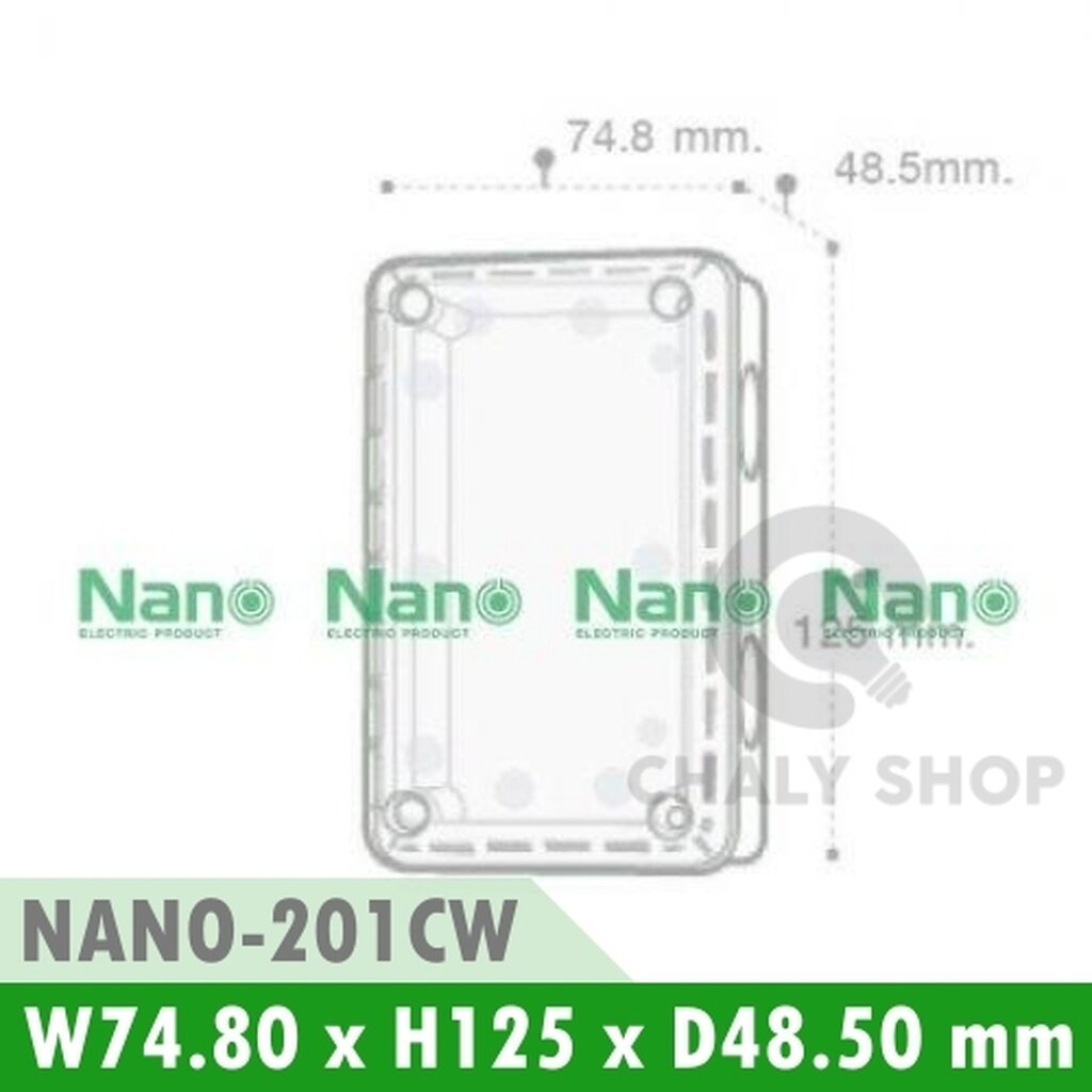 รูปสินค้า NANO Electric® NANO-201CW กล่องกันน้ำพลาสติก ฝาใส ขนาด W74.80xH125xD48.50 mm สีขาว (JUNCTION BOX IP65)