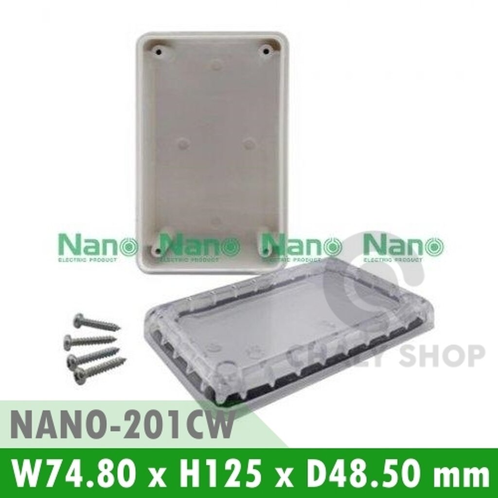 รูปสินค้า NANO Electric® NANO-201CW กล่องกันน้ำพลาสติก ฝาใส ขนาด W74.80xH125xD48.50 mm สีขาว (JUNCTION BOX IP65)