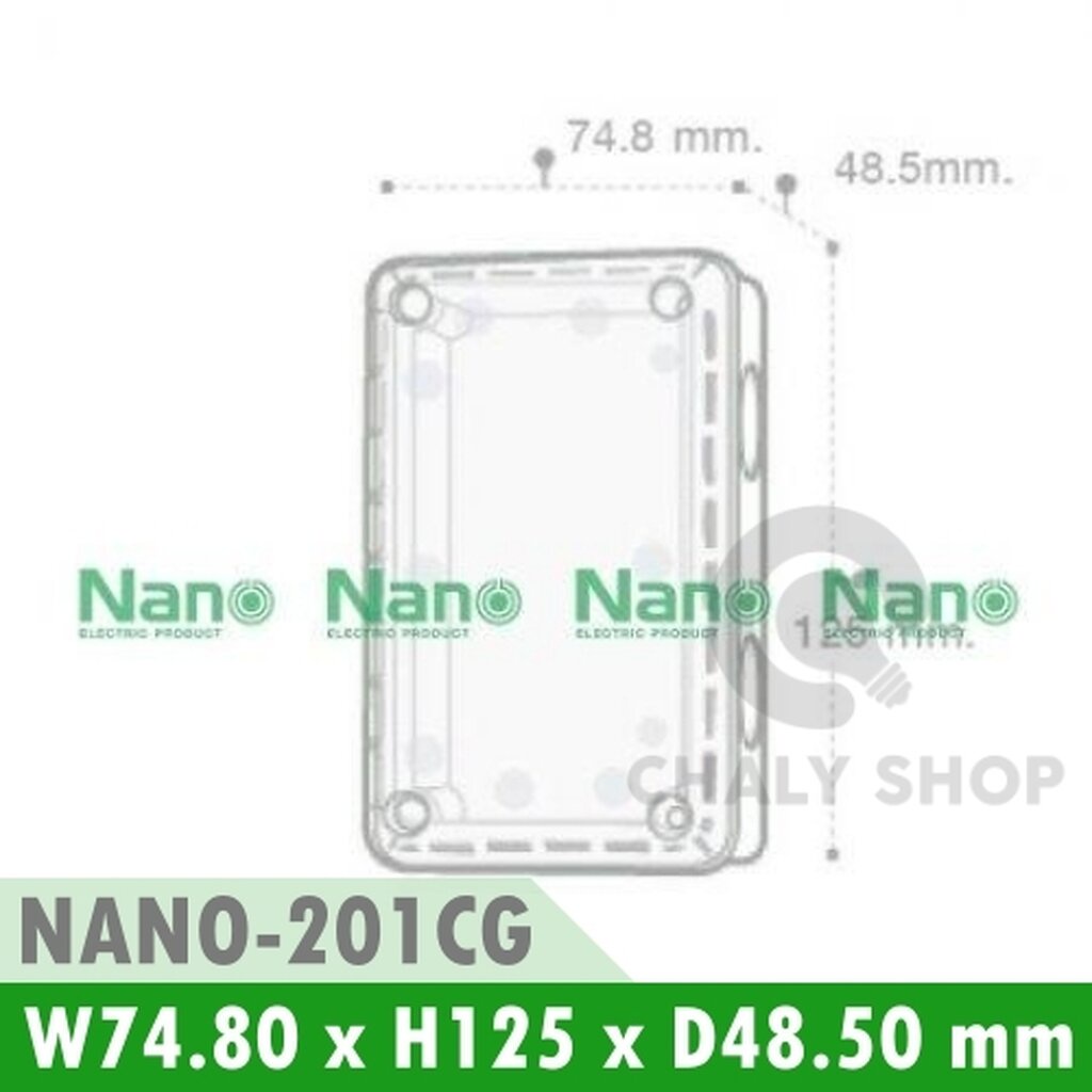 รูปสินค้า NANO Electric® NANO-201CG กล่องกันน้ำพลาสติก ฝาใส ขนาด W74.80xH125xD48.50 mm สีเทา (JUNCTION BOX IP65)